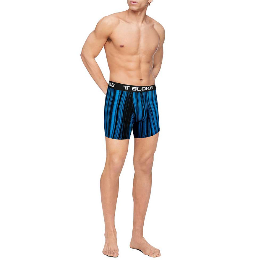 Mens Designer Underwear Boxer Briefs, Blue and Black